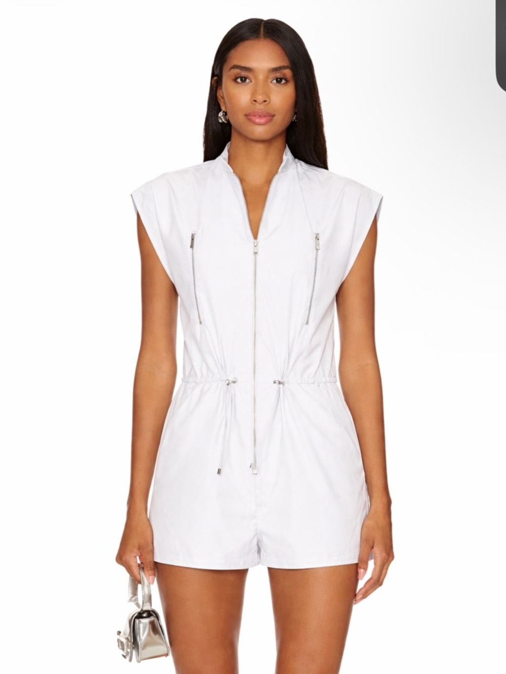 NWT *WHITE* AMANDA UPRICHARD NEVILLE ROMPER ZIPPER UTILITY SHORT-SLEEVE JUMPER